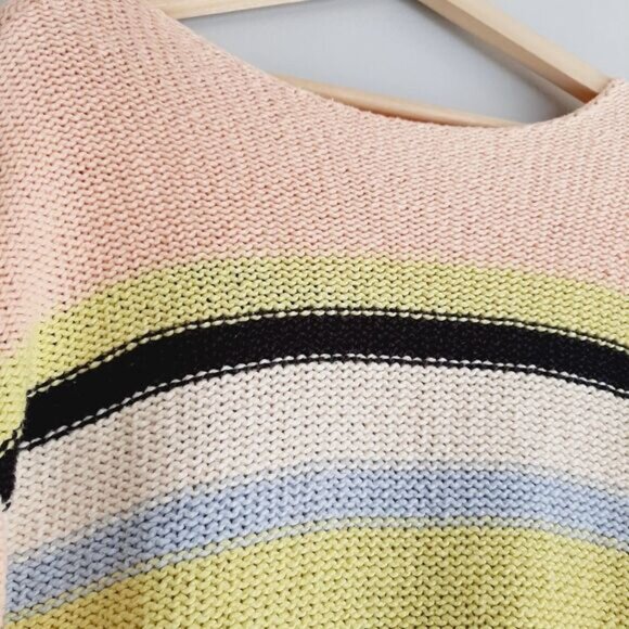 BILLABONG Seeing Stripes Sweater Crop Pink Lemongrass Sz M - Picture 5 of 15
